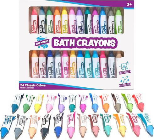 Tub Works Smooth Bath Crayons Bath Toy, 24 Pack | Nontoxic, Washable