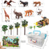QuarenDen 49Pcs Rainforest Figures, Model Scenery Kit, Jungle Animals Figures, Model Trees and Animals, Boys and Girls