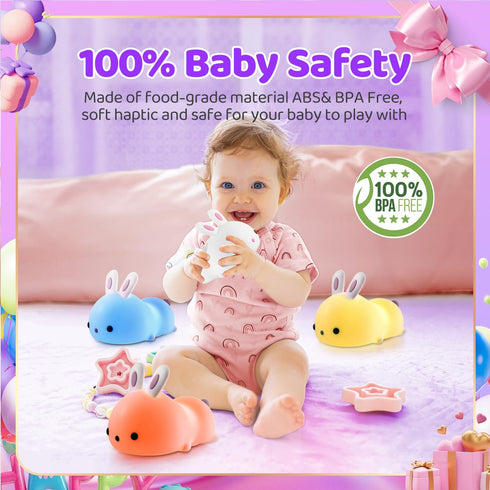 One Fire Night Light for Kids Room, Cute Kawaii Animal Lamp with Timer, Battery Remote, Easter Bunny Gift