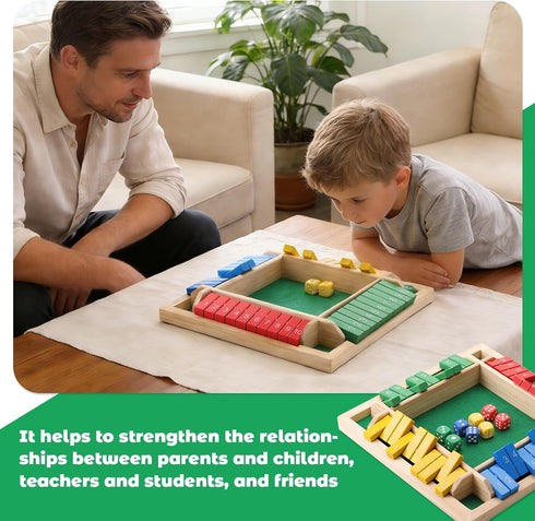 Elfclove 1-4 8Dice (8.74 8.74 inches, Shut The Box Game, Players, Classic Closed-Box, Improves Mathematical Skills