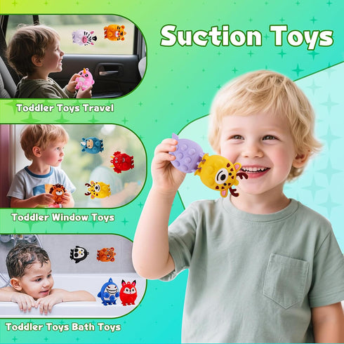 12 ChildFun PCS Party Favors for Kids, Silicone Animal Pop Fidget Toys with Suction, Birthday Gifts for Boy Girls