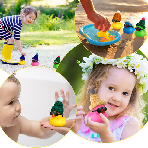 12 Chivao Pcs Mini Rubber Ducks with Sunglasses/ Glasses and Hats/ Necklace, Cruise Rubber Ducks in Bulk Small Bathtub