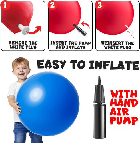 18-Inch (2 Pack, PlayBolt Jumbo Playground Balls Red & Blue) - Giant Large Inflatable Rubber Kickball for Kids