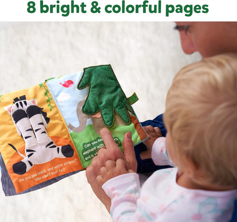 Skillmatics Peek-A-Boo Jungle Book, Soft Cloth Book for Baby, Infant & Toddler Toys with Crinkle Pages