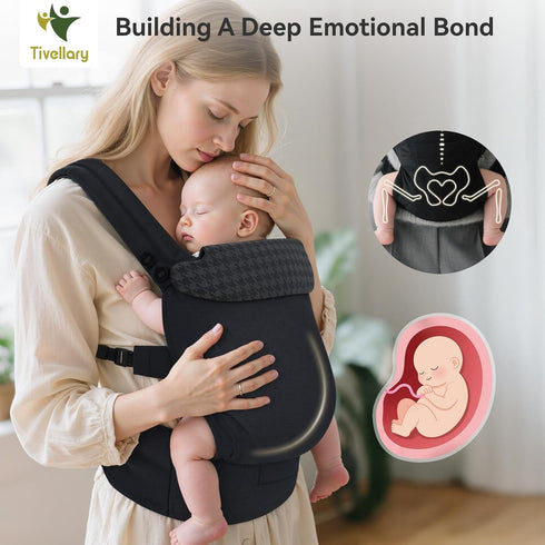 (744 lbs) Tivellary Reversible Baby Carrier Black Solid & Houndstooth; Lightweight & Breathable Lyocell Fabric;