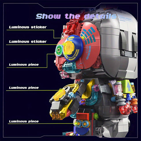 Set Sets 12+, 1377PCS Mechanical Rabbit Building - Punk Style Animal Collection Toy Robot Bunny with LED Light Neon