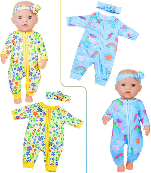 ZITA ELEMENT 5 Sets 14-18 Inch Baby Doll Clothes Outfits, Casual Wear for 17 Inch Baby Doll, 10 Pcs Doll Clothes