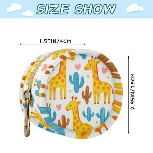 Giraffes Round Pacifier Storage Case with Zipper, Portable Pacifier Case for Travel, Diaper Bag & Purse, Pacifier