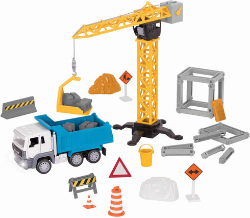 Driven by Battat 62pc Construction Playset for Kids Toy Dump Truck &