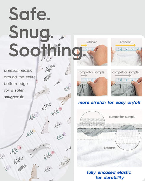 Pack Pack Pack 2 Pack N Play Sheets Fitted, TotBasic Ultra Soft Space Mini Crib Sheets, Premium Jersey Knit and Play