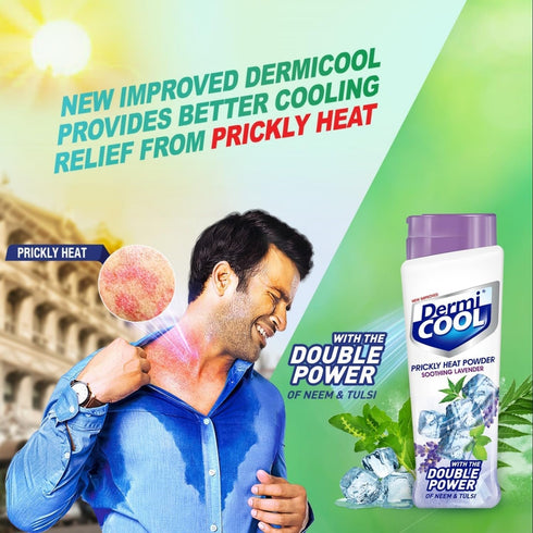 Metrey Herbotech 400G Dermi-Cool. Prickly Heat Powder, Lavender Scent