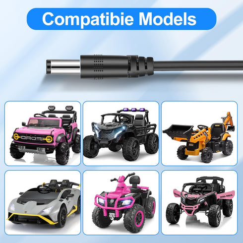 24V 6.6Ft EGK Charger for Ride On Toys Car with Cable, Supply Power Adapter for Wrangler SUV Kid Trax Dynacraft Toy Car