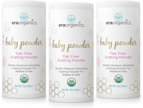 Era Organics Talc-Free Organic Baby Powder - USDA Organic Dusting Powder with