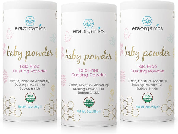 Era Organics Talc-Free Organic Baby Powder - USDA Organic Dusting Powder with