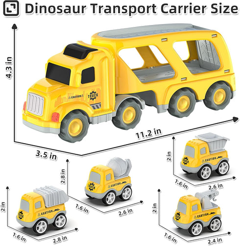 3 4 5 4 Pack Veslier Toddler Car Toys for Years Old Construction Transport Truck with Small Pull Back Construction