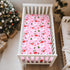 52" 28" Christmas Crib Sheet, Baby Fitted Crib Sheet with Santa Claus, Christmas Trees, Gingerbread, Measuring x to fit