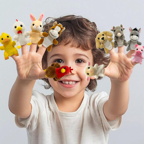 12Pcs Set, Finger Puppet Realistic Plush Animal Finger Puppets Role-Playing Story Finger Puppet Farm Animal Theme Soft