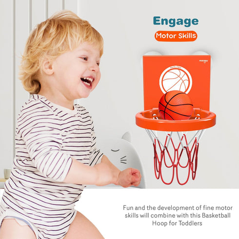 Bath Toys - Bathtub Basketball Hoop for Kids, Mini Basketball Hoop with 3 Suction Cups and 4 Soft Balls