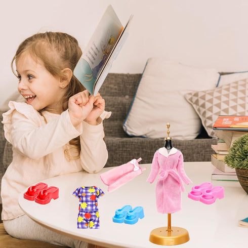 23 6 Sets 3 8 11.5 inch Pcs Doll Clothes and Accessories Including Bathrobes Pajamas, Towels, Headband, Slippers