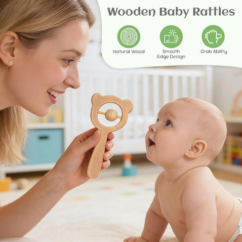 Set, 5 Pack Baby Hair Bush and Comb Wooden Baby Brush with Soft Goat Bristle for Newborns and Toddlers, Perfect