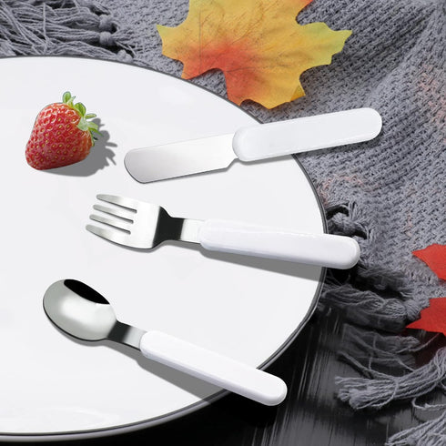 VANRA 3-Piece Children Utensils Set, Knife Spoon Fork, 18/10 Stainless Steel Flatware with Case for Lunch Box