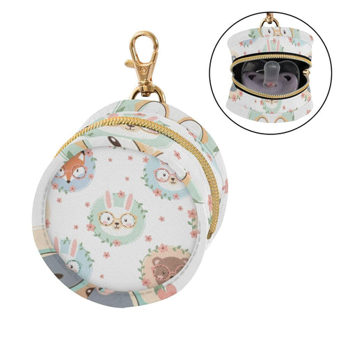 PYBUG Animal Round Pacifier Storage Case, Polyester & TPU Lined with Hook Buckle, Pacifier Container Box for Baby