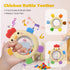 2 Pack 0-3 3 6-12 Sensory Toys for Babies, Baby Teething Rings Toys for Months Baby Rattle Teether Silicone Teether