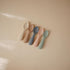 mushie Silicone Toddler Starter Spoons, 2 Pack, Cambridge Blue/Shifting Sand