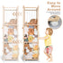 BENCHRY Bedroom-54.3 Inch Stuffed Animal Storage, Wood Stuffed Animal Zoo Storage with Brake Wheels, Space Save Toy