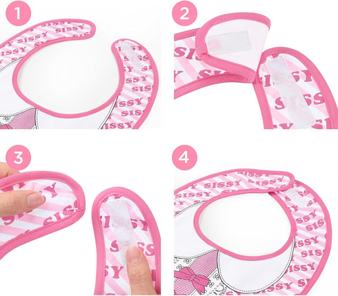 Littleforbig Cotton Waterproof Babydoll Printed Adult Bib with Adjustable Velcro Closure - Pretty in Pink Sissy Bib