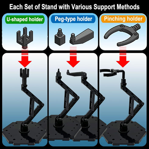 TWKUPWO (6sets Hobby Model Action Base Display Stand, Gundam Action Figure Stand Compatible with MG RG HG Universal