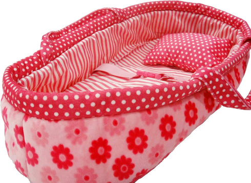 Baby Whitney 18" Pink Daisy Doll Carrier Bassinet Bed Carrier & Pillow, | Baby Doll Bassinets, Play Baby Doll Carrier