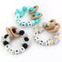 Personalized Baby Teether Ring with Name Custom Silicone Rattle Teething Bracelet with Natural Beech Wood Customizable