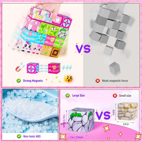 Wxlbr Blocks,150PCS 3+ Magnetic Magnetic Building Cube Game,Magnet Blocks Tiles Constructions Toys,STEM Educational