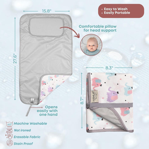 Portable Diaper Changing Pad - Waterproof Foldable Baby Mat - Lightweight Travel Change Pad - Machine Washable - HAMUR