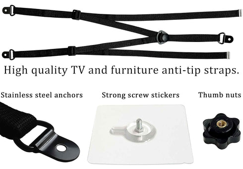 1 Pack Adjustable TV Safety Straps, No-Drill Anti-Tip Furniture Anchors for Baby Proofing, Flat Screens Fix