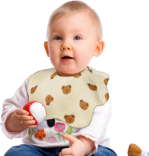 Unisex Muslin Baby Drooling Bibs - Soft & Absorbent Multi-Layer Bibs for Drooling and Teething Boys and Girls