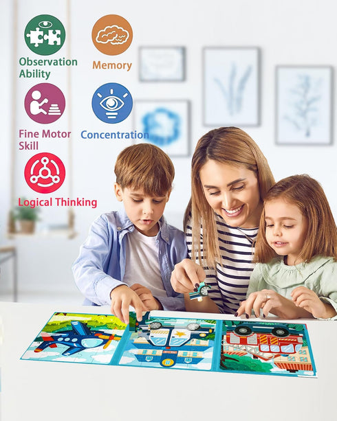 Magnetic Puzzles for Kids Ages 2-4, Travel Puzzle Games for Boys and Girls, Jigsaw Puzzle Book Activities Toy
