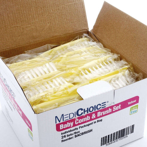 Sets, 24) MediChoice Brush and Comb Baby, Extra Soft Bristle, Plastic (Box