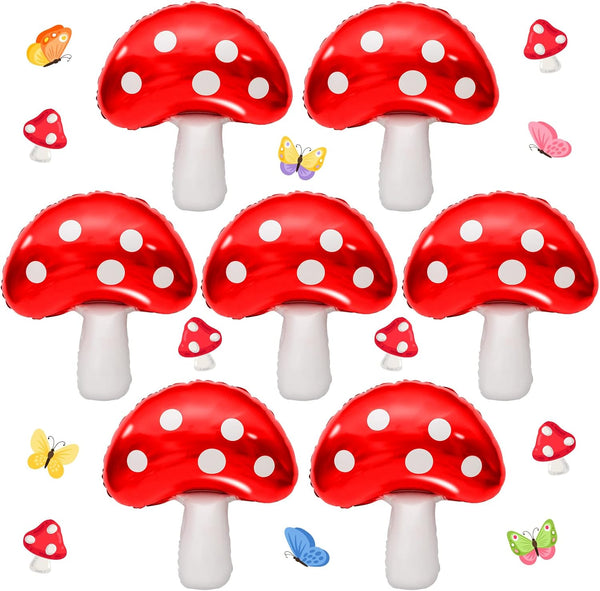 7 Pcs Cute Mushroom Balloons - 31 x 21 Inch Large Mushroom
