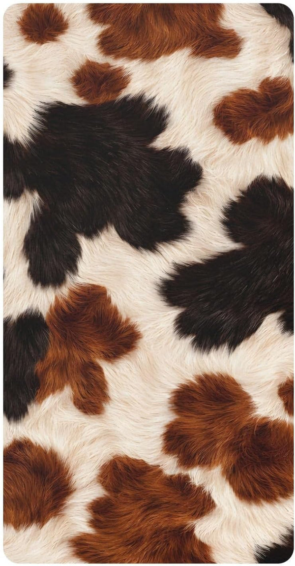CZXW Retro Cow Black Brown Crib Sheets Fitted 52" x 28" Natural Cotton