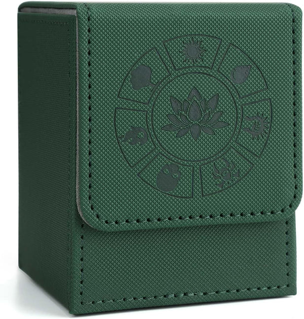 MTG Deck Box with 50 Pcs Card Sleeve, 110+ Card Storage Leather Deck Box for Magic Commander Games