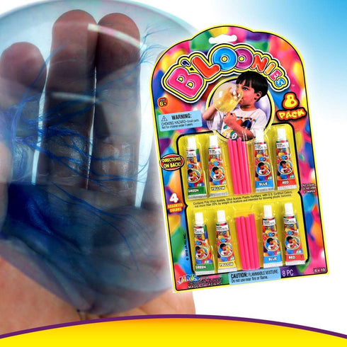 JA-RU Bloonies Magic Plastic Bubbles Balloons Variety Pack, 8 Tubes, Kids Super Elastic Party Favors