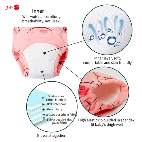 Joyo roy Soft Potty Training Pants - 4 Packs Reusable Toddler Underwear for Girls 3T, 100% Cotton, Waterproof