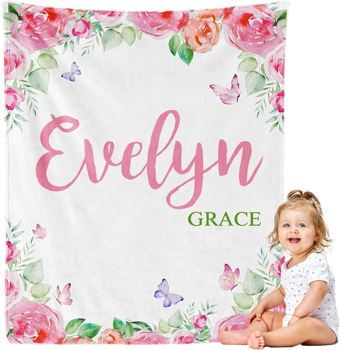 Ultragifta Personalized Baby Blankets Easter Gifts for Kids Custom Flannel Blanket for Girls Custom Baby Blanket