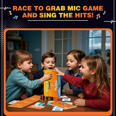 Grab Mic Game 2025 2-10 New Family Karaoke Party Game, Mic Karaoke Party Game, Fast-Paced Music Trivia Card Games