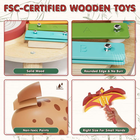 Set, 1-3, Set Lehoo Castle Baby Drum Wooden Musical Instruments, Montessori Toys for Toddlers Percussion with Xylophone