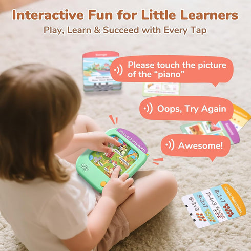 156 40+ 600+ 100+ 2-6 JoyCat Kids Learning Tablet, Phonics Talking Flash Cards, Learn to Read with Pages, Themes