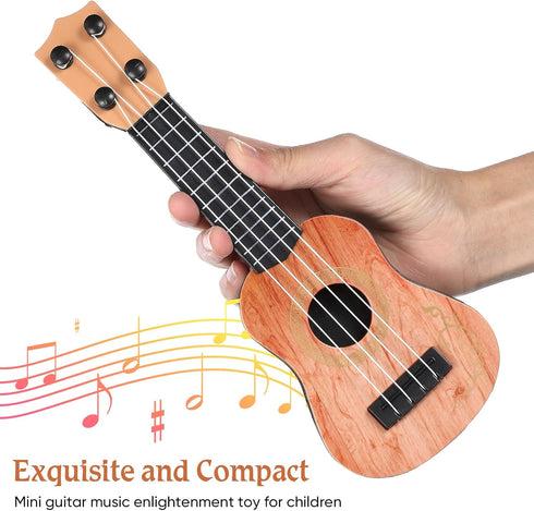 Toddmomy Kids Ukulele Toys - Plastic Ukulele Guitar Musical Instrument for Beginners, Light Brown