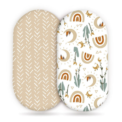 GRSSDER Stretchy Ultra Soft Fitted Bassinet Sheets Set 2 Pack, Cradle Sheet